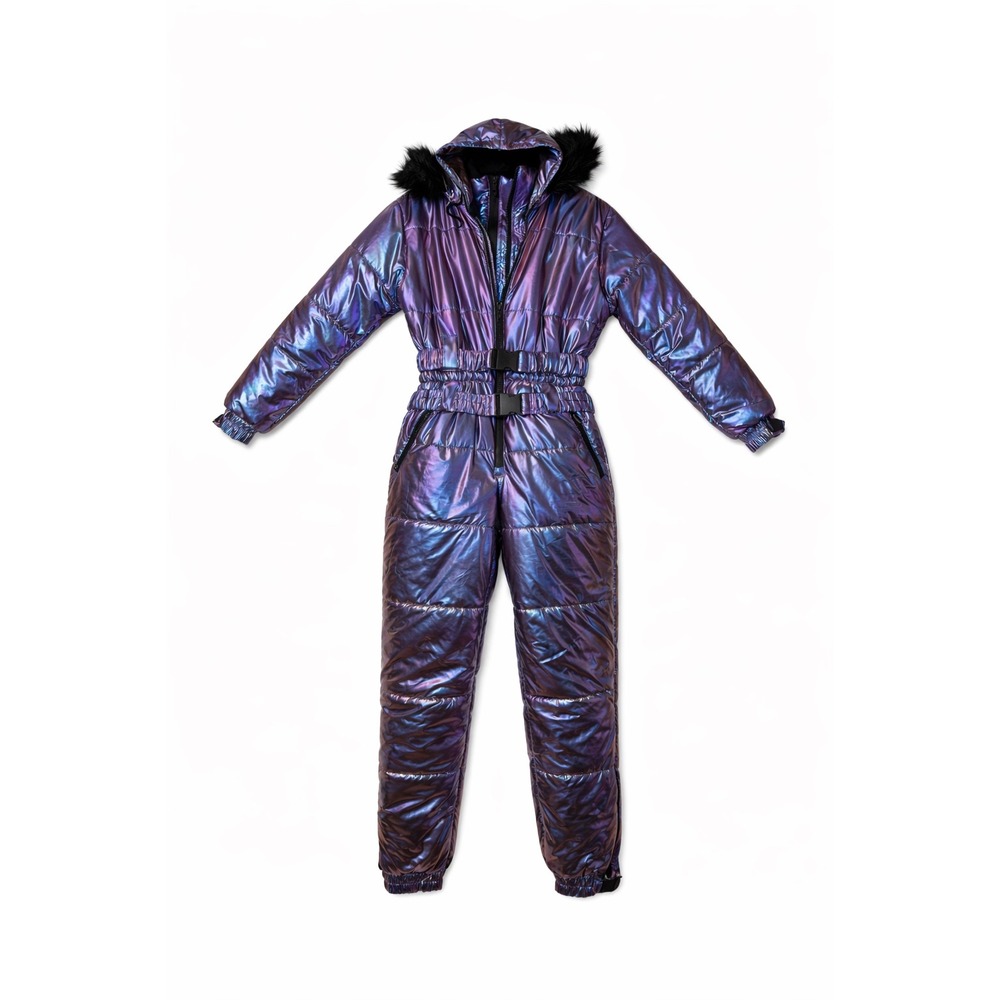 Club Exx Dolls Kill Iridescent Metallic Snow Suit Hoodie Purple‎ Blue Small
